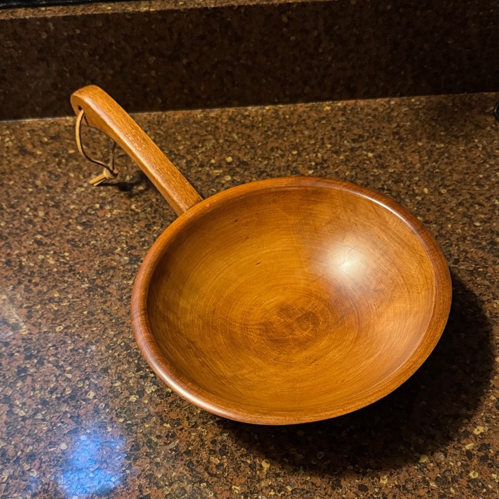 Elegant Wooden Munising Serving Bowl with Handle